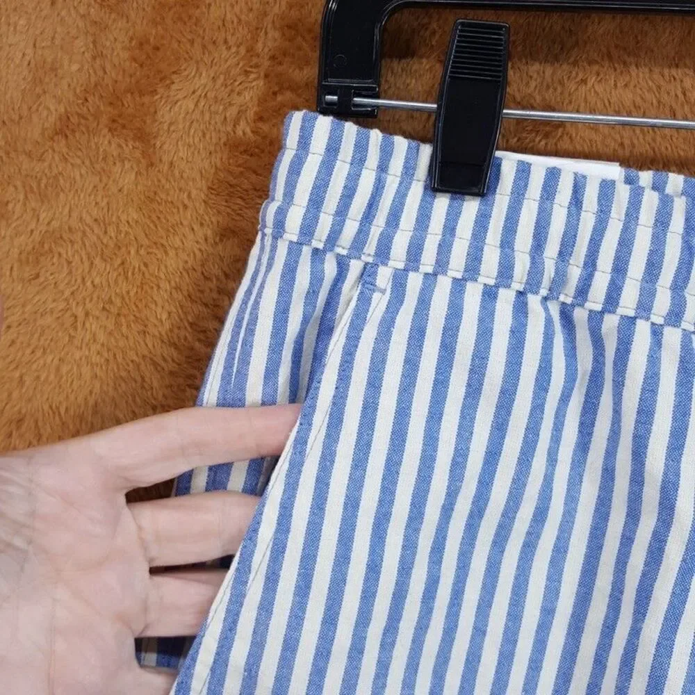 NN07 Shorts Mens XL Blue Stripe Drawstring Cotton Blend GREGOR $165